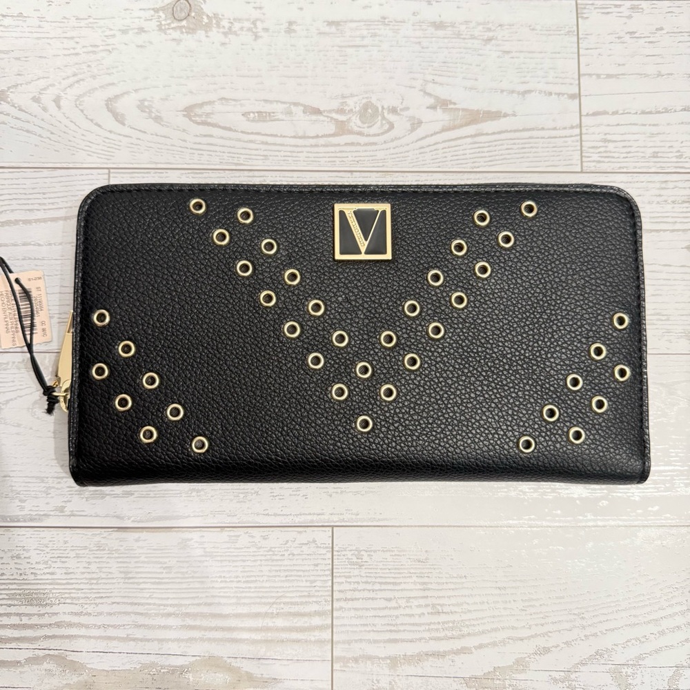 Victoria’s Secret Black Studded Women's Wallet NEW